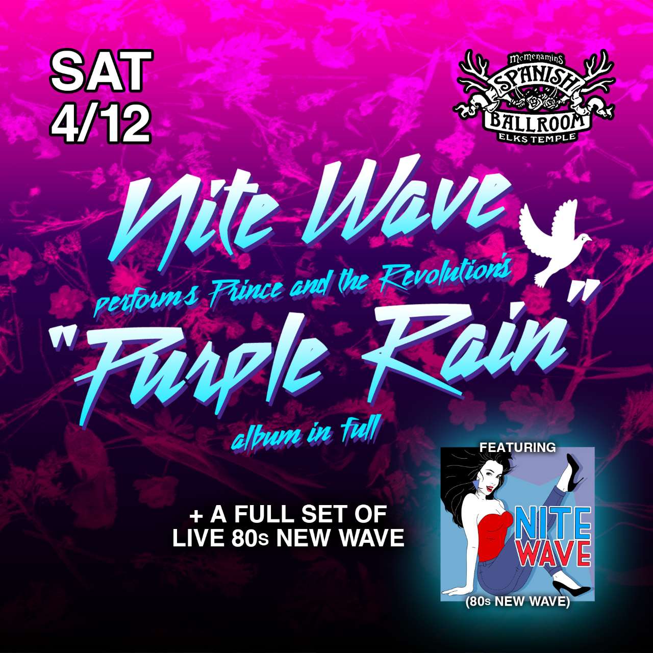 Nite Wave performs Prince & The Revolution’s “Purple Rain” album in full!  + A Full Set of Live 80s New Wave